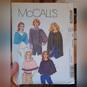 McCall's 4929 Ladies Poncho Pattern Sizes Small-med. UNCUT